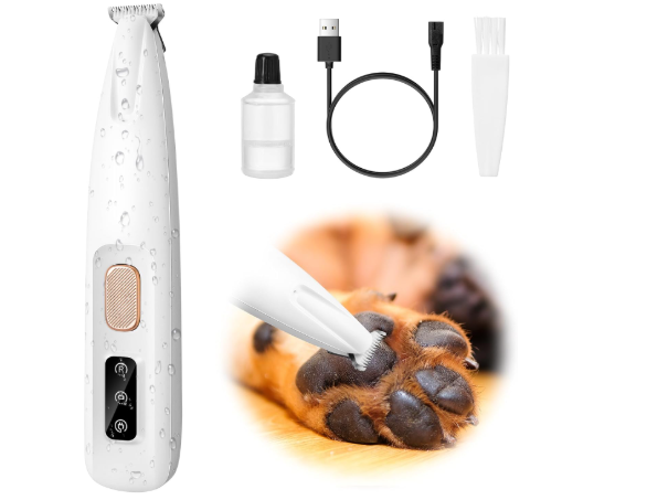 Palksky Dog Paw Trimmer, Upgraded 18mm-Blade Electric Dog Clippers for Groomming with Led Display, Waterproof Pet Micro Precision Trimmer