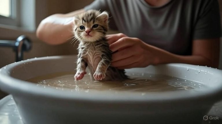 how to bathe a newborn kitten