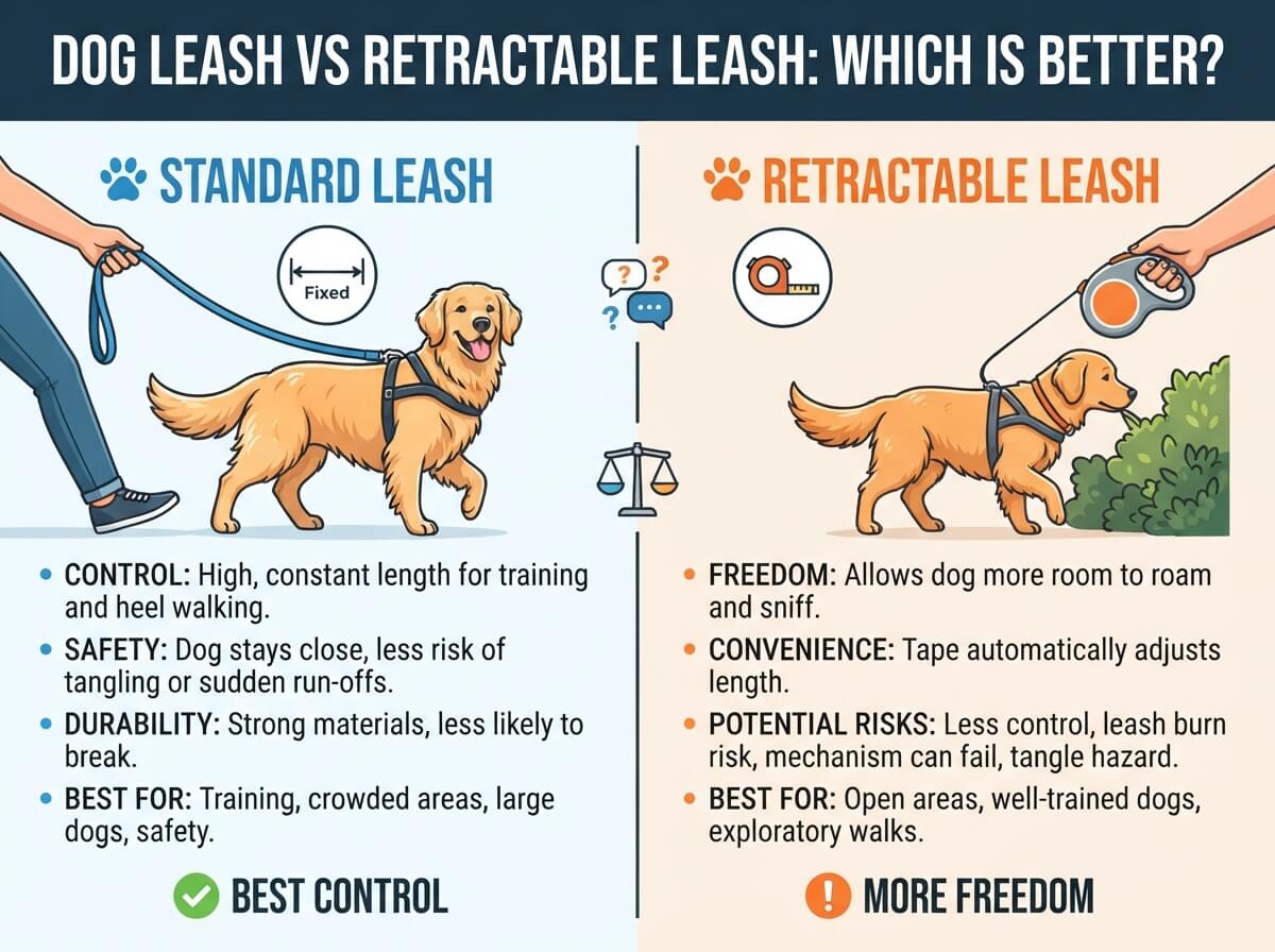 Dog Leash vs Retractable Leash